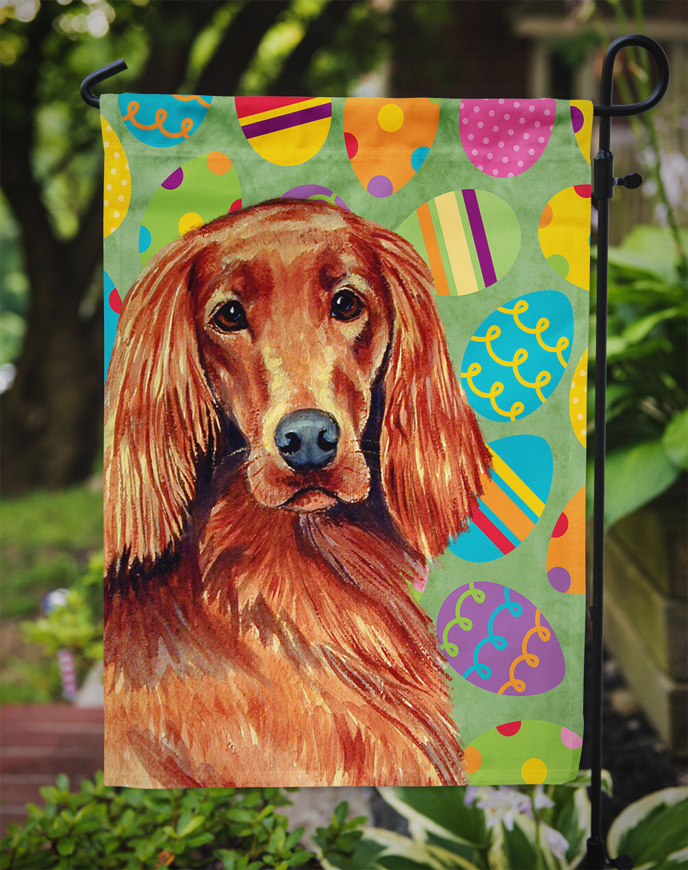 Irish Setter Easter Eggtravaganza Flag Garden Size  the-store.com.