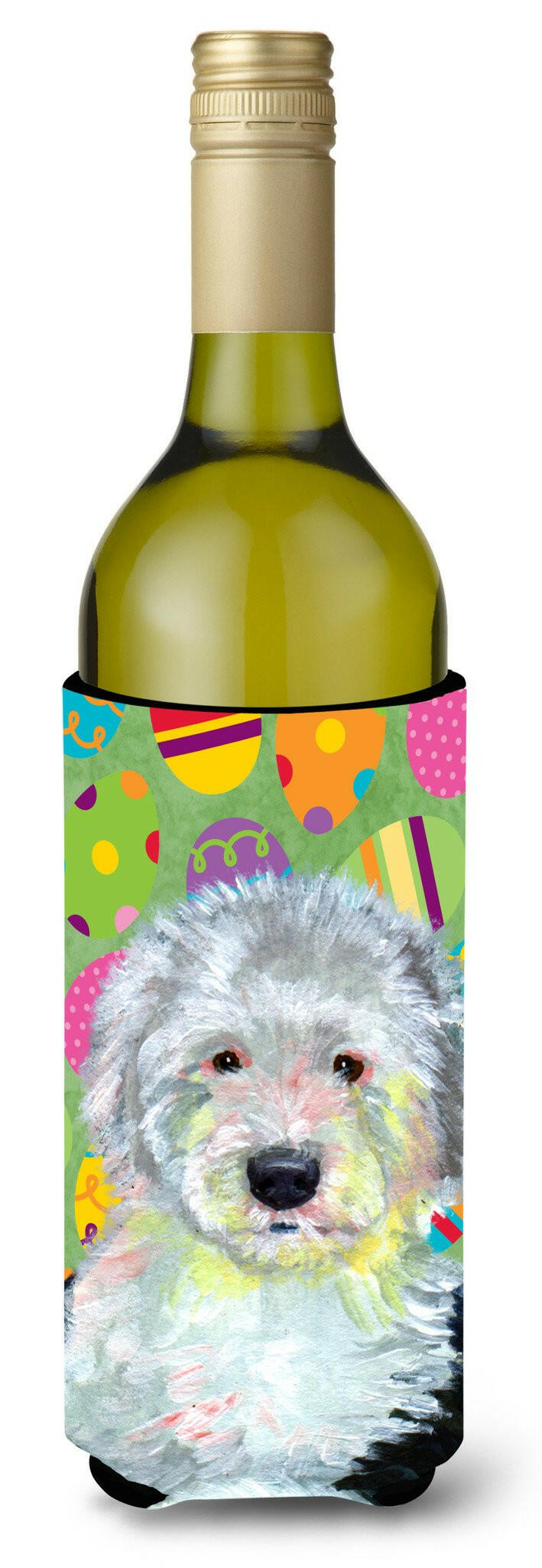 Old English Sheepdog Easter Eggtravaganza Wine Bottle Beverage Insulator Beverage Insulator Hugger by Caroline&#39;s Treasures