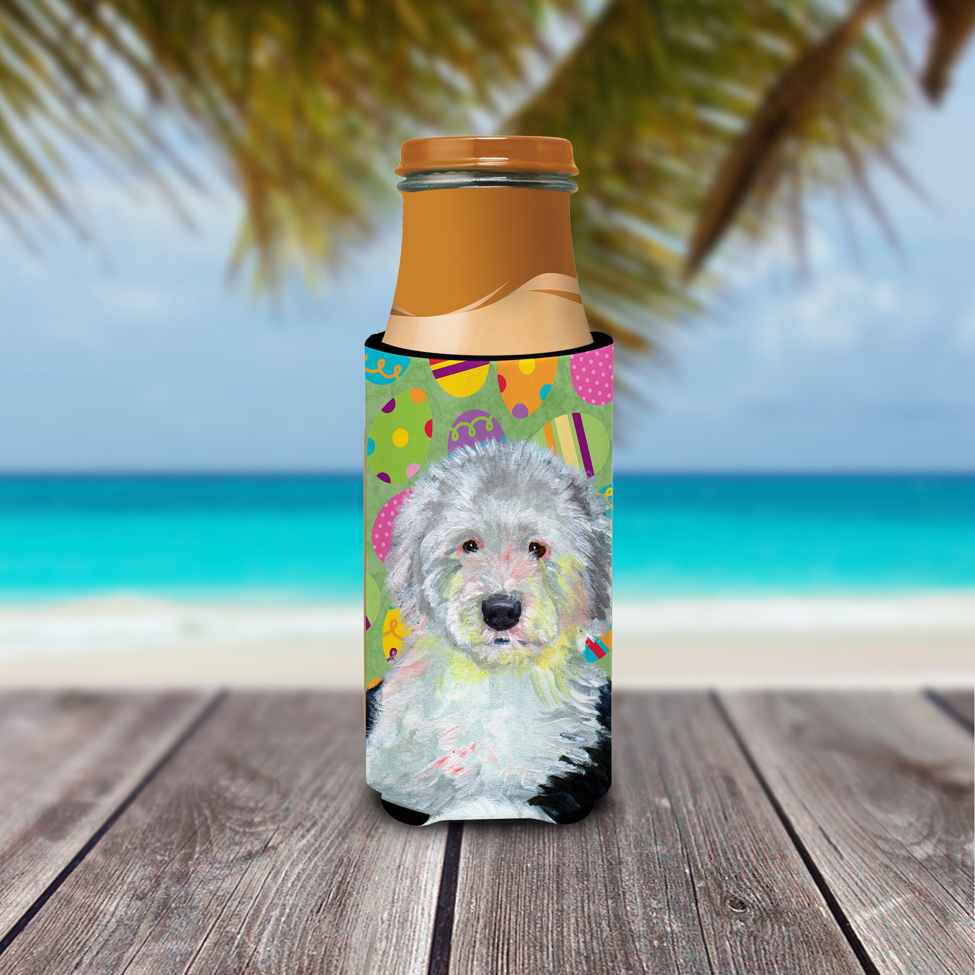 Old English Sheepdog Easter Eggtravaganza Ultra Beverage Insulators for slim cans LH9441MUK.