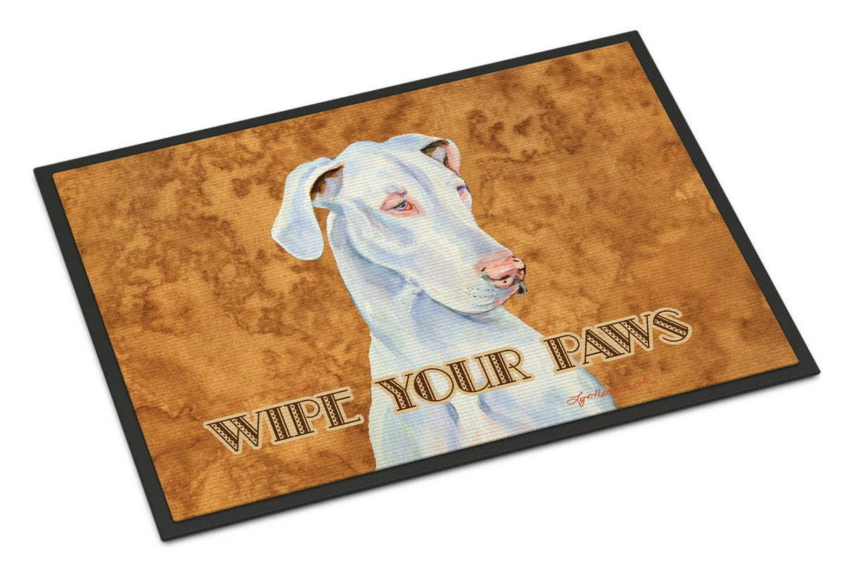 White Great Dane Wipe your Paws Indoor or Outdoor Mat 24x36 LH9444JMAT - the-store.com