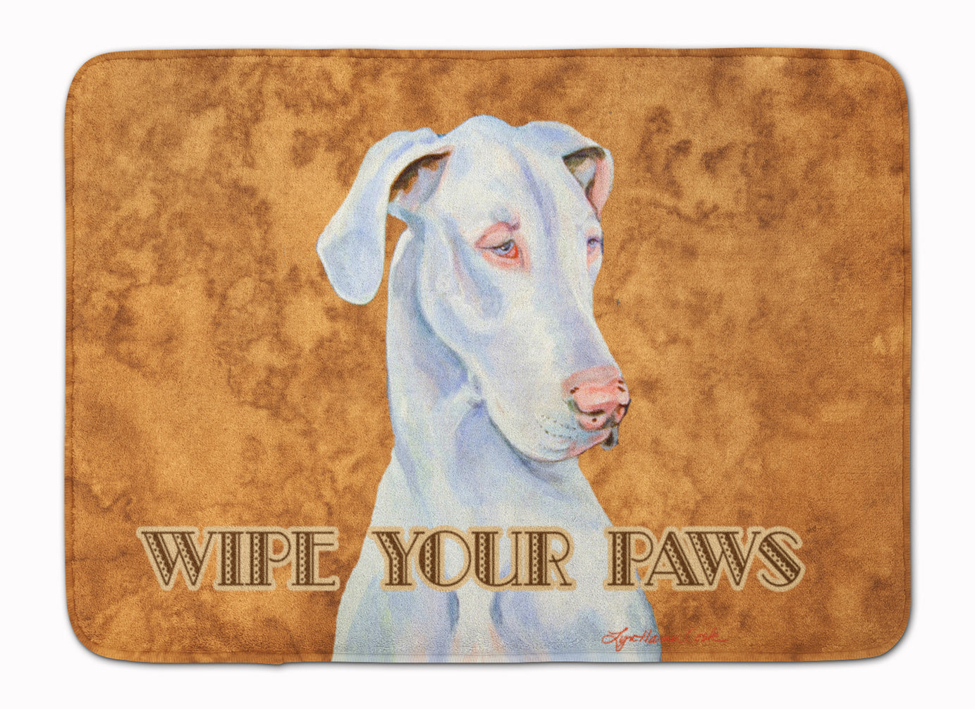 White Great Dane Wipe your Paws Machine Washable Memory Foam Mat LH9444RUG - the-store.com