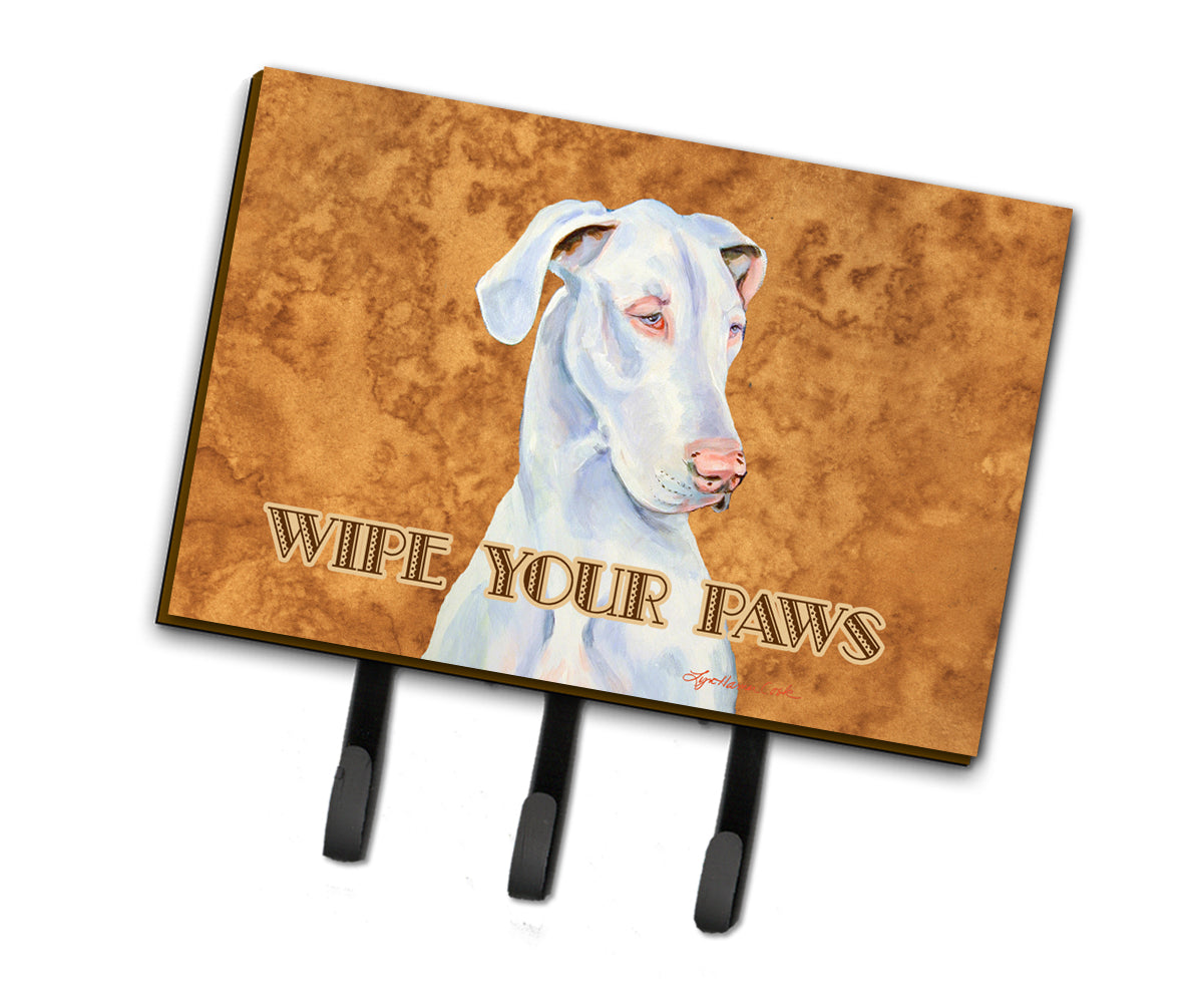 White Great Dane Wipe your Paws Leash or Key Holder