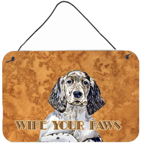 English Setter Wipe your Paws  Aluminium Metal Wall or Door Hanging Prints by Caroline's Treasures