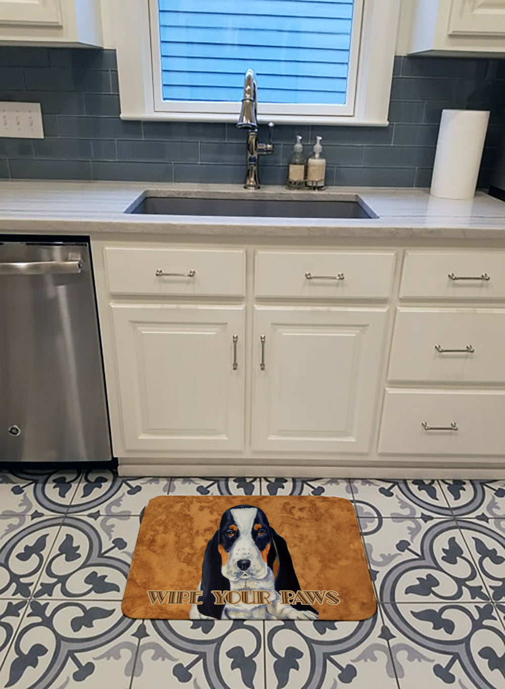 Basset Hound Wipe your Paws Machine Washable Memory Foam Mat LH9450RUG - the-store.com