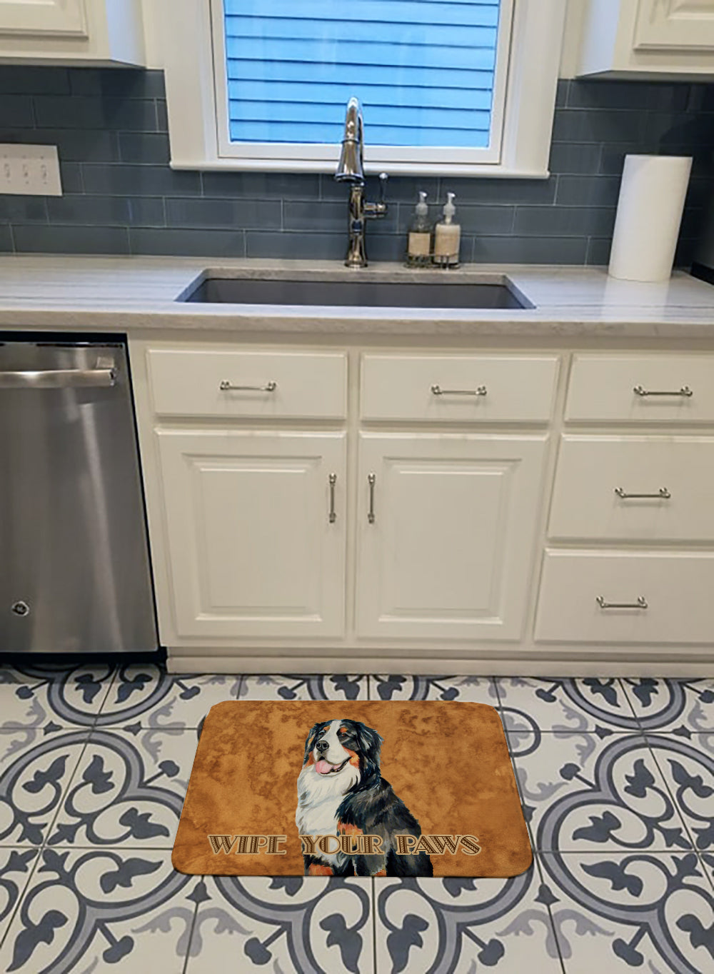 Bernese Mountain Dog Wipe your Paws Machine Washable Memory Foam Mat LH9452RUG - the-store.com
