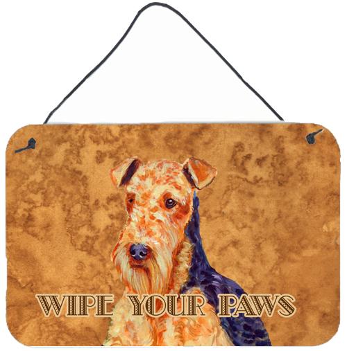Airedale Wipe your Paws Aluminium Metal Wall or Door Hanging Prints by Caroline&#39;s Treasures
