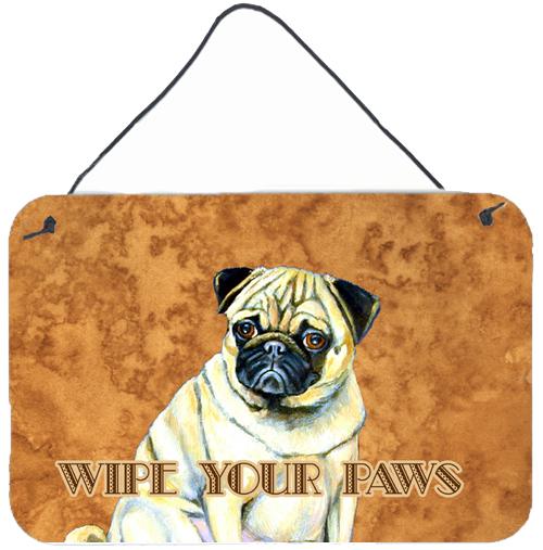 Fawn Pug Wipe your Paws Aluminium Metal Wall or Door Hanging Prints by Caroline&#39;s Treasures