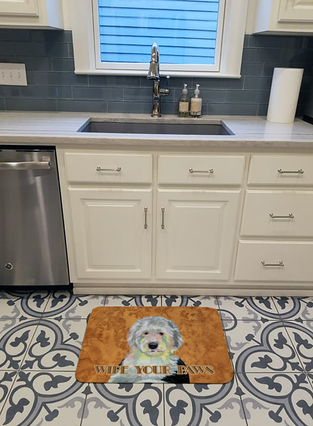 Old English Sheepdog Wipe your Paws Machine Washable Memory Foam Mat LH9457RUG - the-store.com