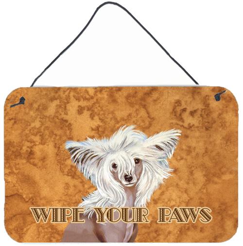 Chinese Crested Wipe your Paws Aluminium Metal Wall or Door Hanging Prints by Caroline's Treasures