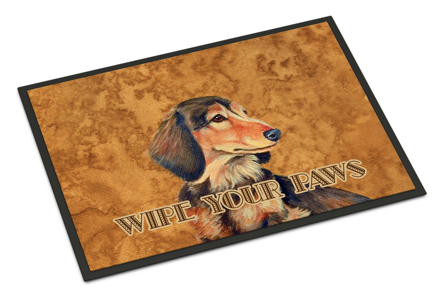Longhair Chocolate Dachshund Wipe your Paws Indoor or Outdoor Mat 24x36 - the-store.com