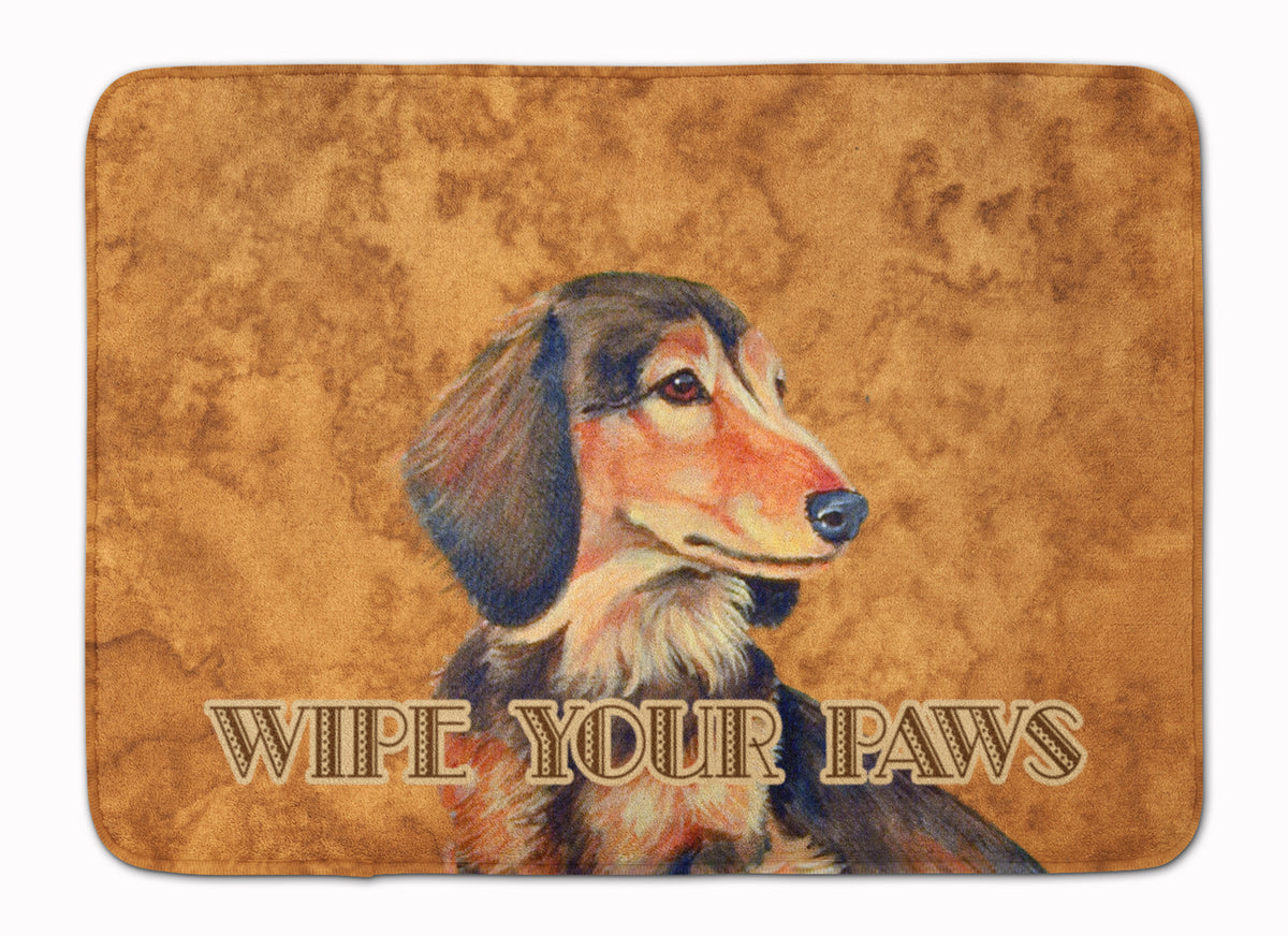 Longhair Chocolate Dachshund Wipe your Paws Machine Washable Memory Foam Mat LH9460RUG - the-store.com