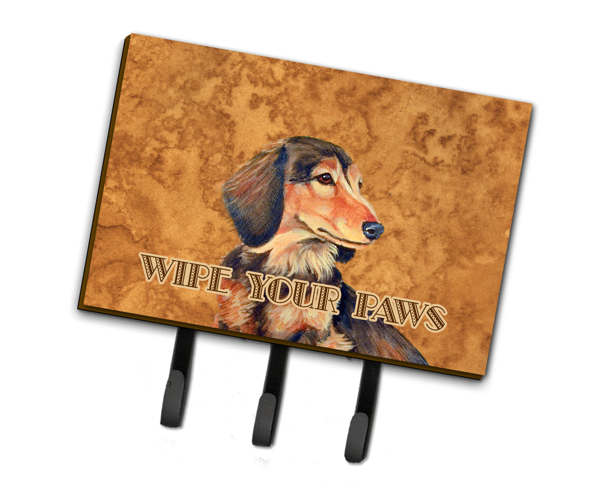 Longhair Chocolate Dachshund Wipe your Paws Leash or Key Holder  the-store.com.