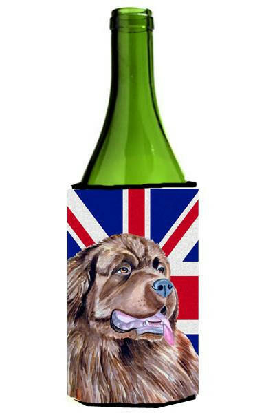 Newfoundland with English Union Jack British Flag Wine Bottle Beverage Insulator Hugger LH9463LITERK by Caroline&#39;s Treasures
