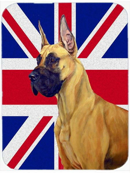 Great Dane with English Union Jack British Flag Glass Cutting Board Large Size LH9464LCB by Caroline&#39;s Treasures