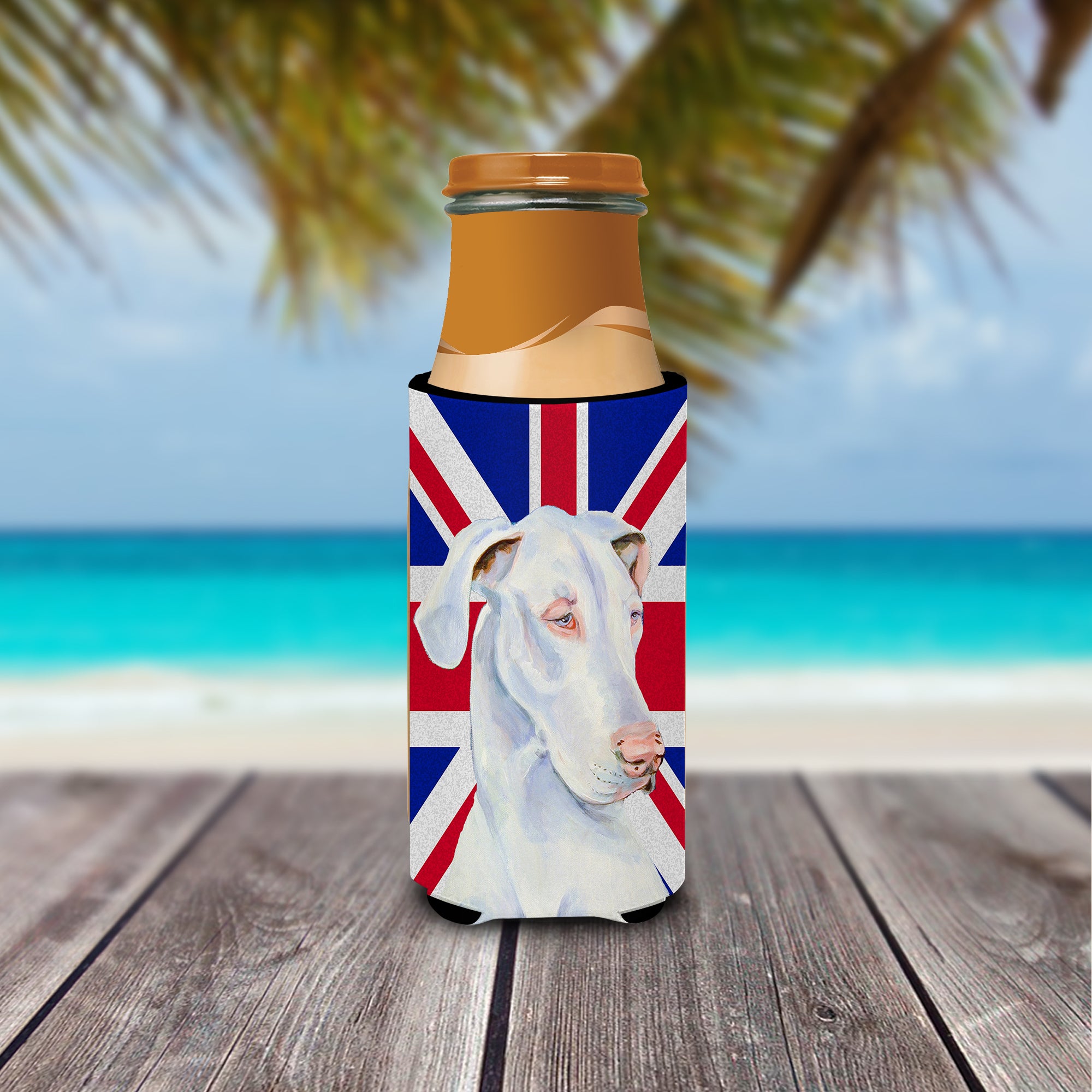 Great Dane with English Union Jack British Flag Ultra Beverage Insulators for slim cans LH9465MUK.
