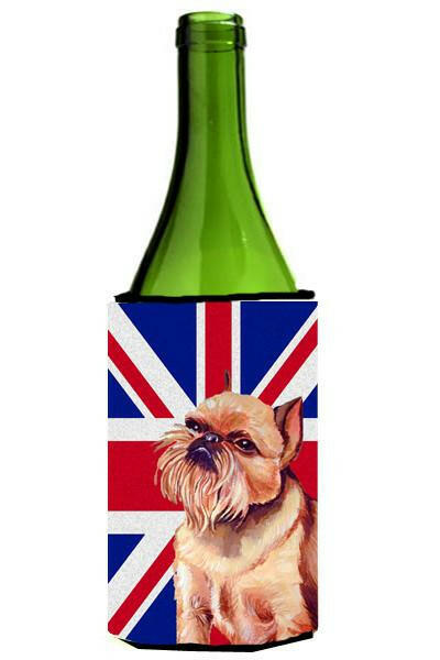 Brussels Griffon with English Union Jack British Flag Wine Bottle Beverage Insulator Hugger LH9466LITERK by Caroline&#39;s Treasures