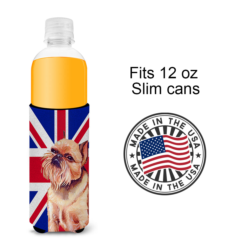 Brussels Griffon with English Union Jack British Flag Ultra Beverage Insulators for slim cans LH9466MUK