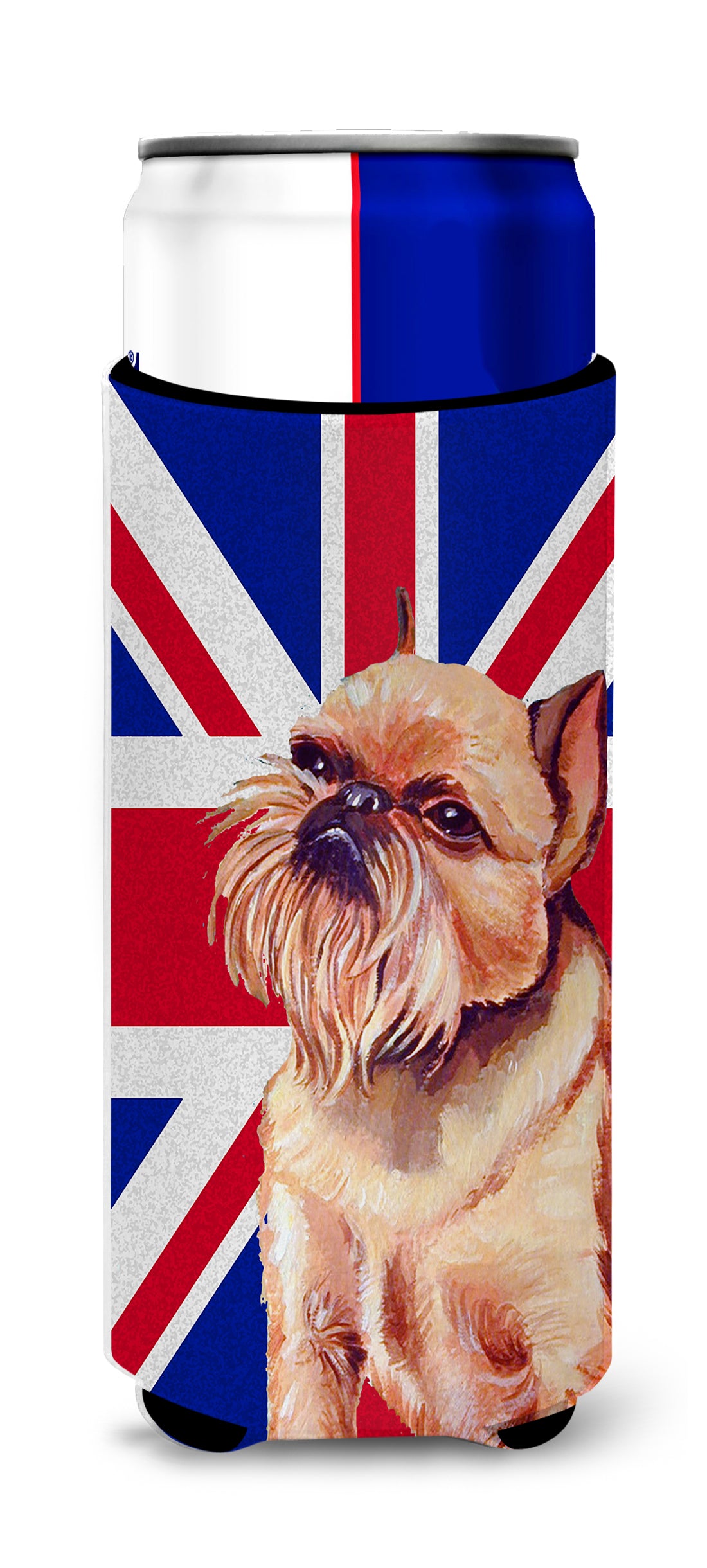 Brussels Griffon with English Union Jack British Flag Ultra Beverage Insulators for slim cans LH9466MUK.
