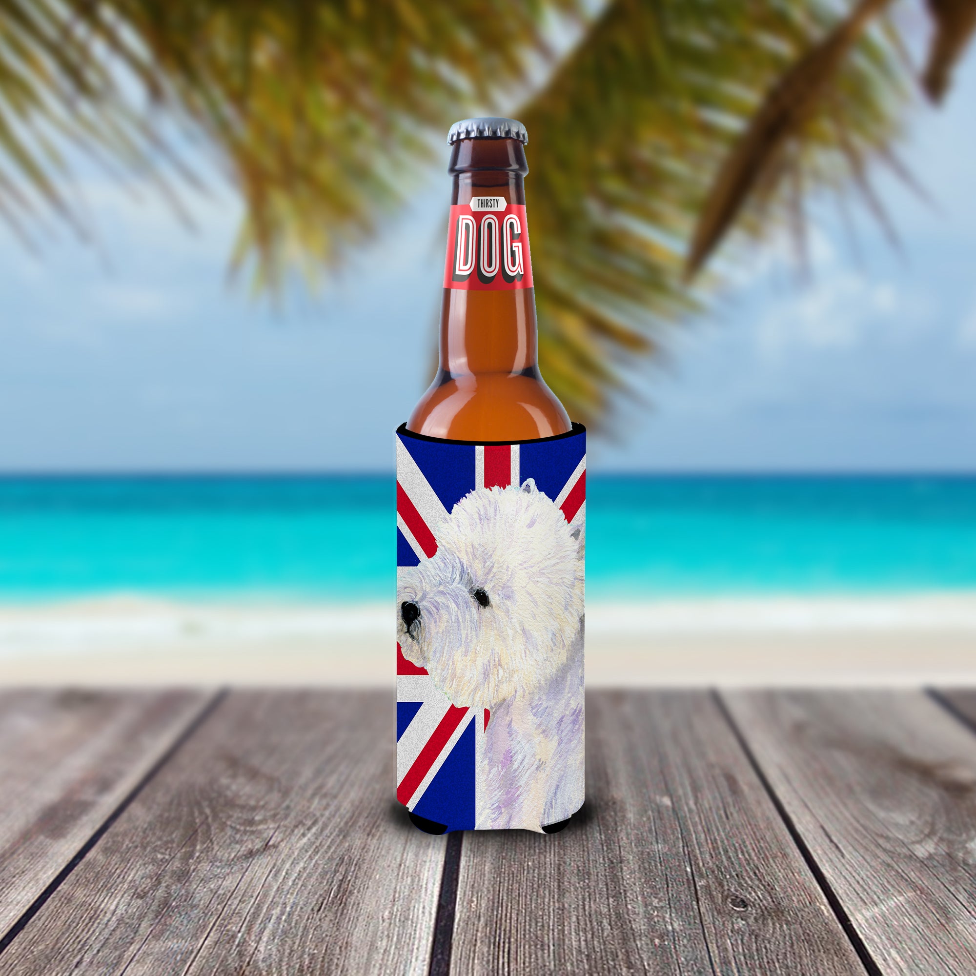 Westie with English Union Jack British Flag Ultra Beverage Insulators for slim cans LH9467MUK.