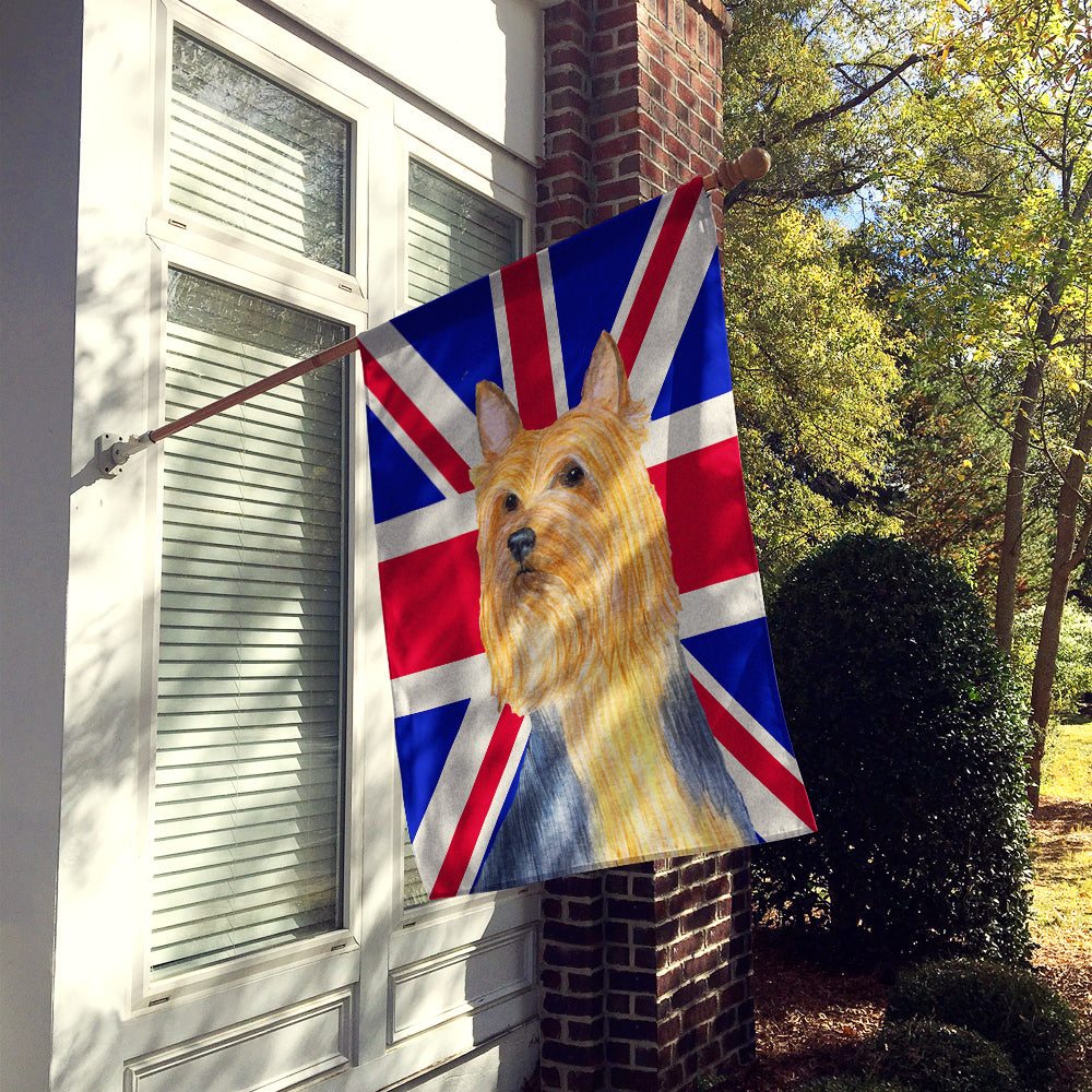 Silky Terrier with English Union Jack British Flag Flag Canvas House Size LH9468CHF  the-store.com.