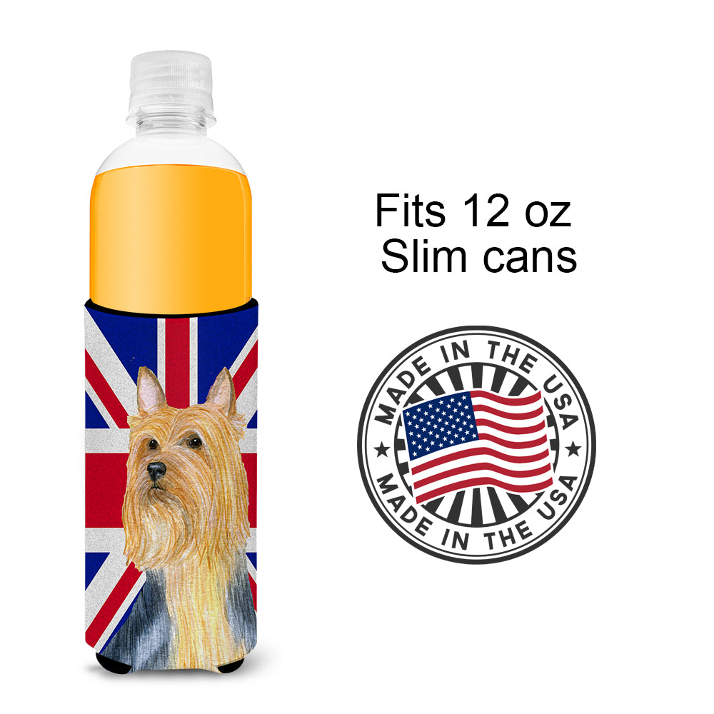 Silky Terrier with English Union Jack British Flag Ultra Beverage Insulators for slim cans LH9468MUK.