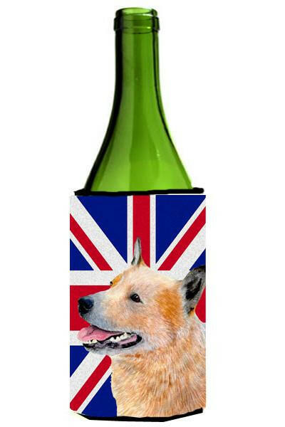 Australian Cattle Dog with English Union Jack British Flag Wine Bottle Beverage Insulator Hugger LH9469LITERK by Caroline&#39;s Treasures
