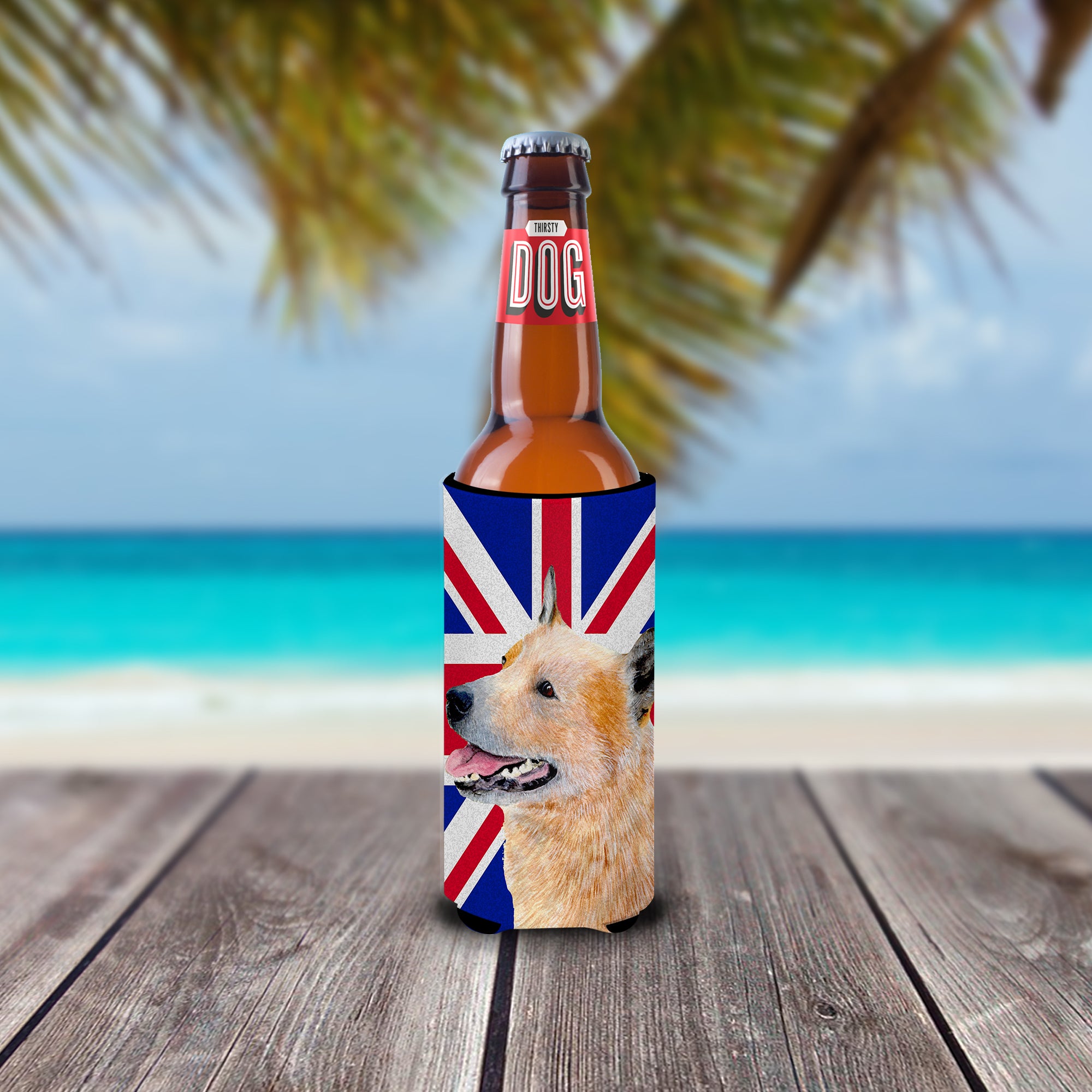 Australian Cattle Dog with English Union Jack British Flag Ultra Beverage Insulators for slim cans LH9469MUK.
