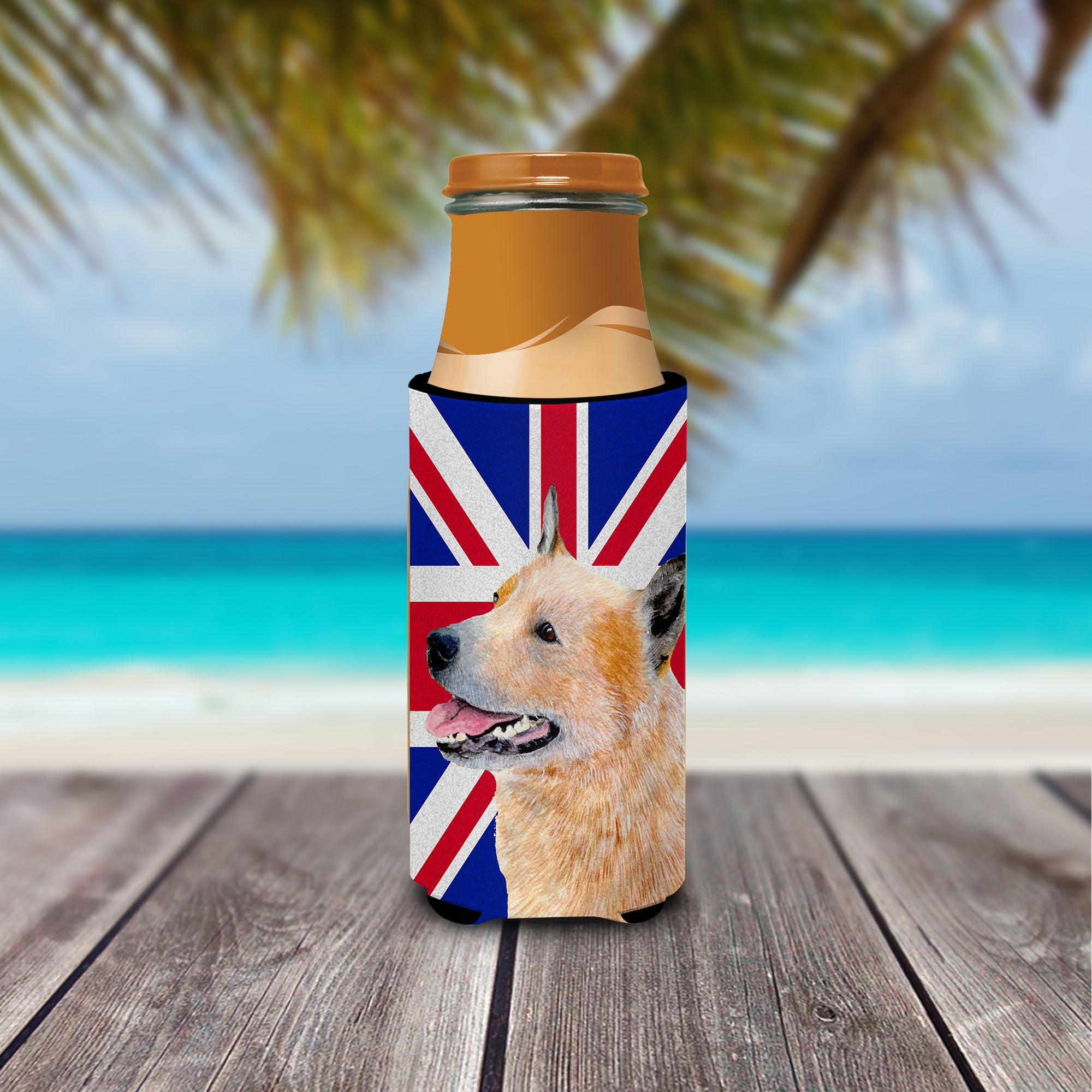 Australian Cattle Dog with English Union Jack British Flag Ultra Beverage Insulators for slim cans LH9469MUK.