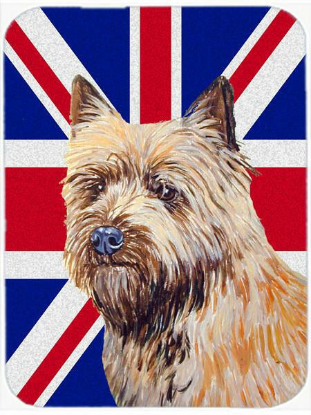 Cairn Terrier with English Union Jack British Flag Glass Cutting Board Large Size LH9472LCB by Caroline&#39;s Treasures