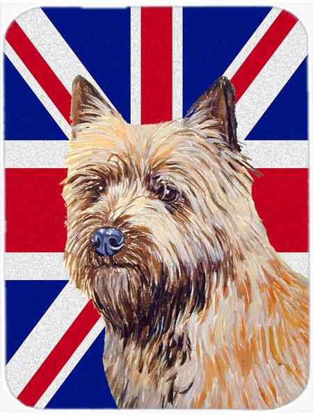 Cairn Terrier with English Union Jack British Flag Glass Cutting Board Large Size LH9472LCB by Caroline's Treasures