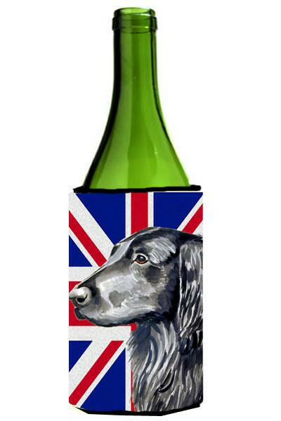 Flat Coated Retriever with English Union Jack British Flag Wine Bottle Beverage Insulator Hugger LH9473LITERK by Caroline&#39;s Treasures