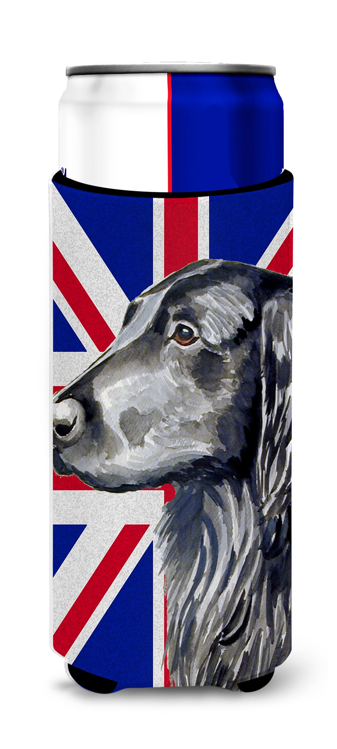 Flat Coated Retriever with English Union Jack British Flag Ultra Beverage Insulators for slim cans LH9473MUK