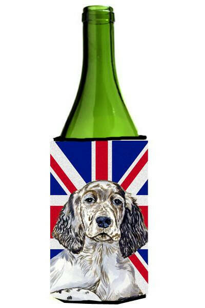 English Setter with English Union Jack British Flag Wine Bottle Beverage Insulator Hugger LH9474LITERK by Caroline&#39;s Treasures