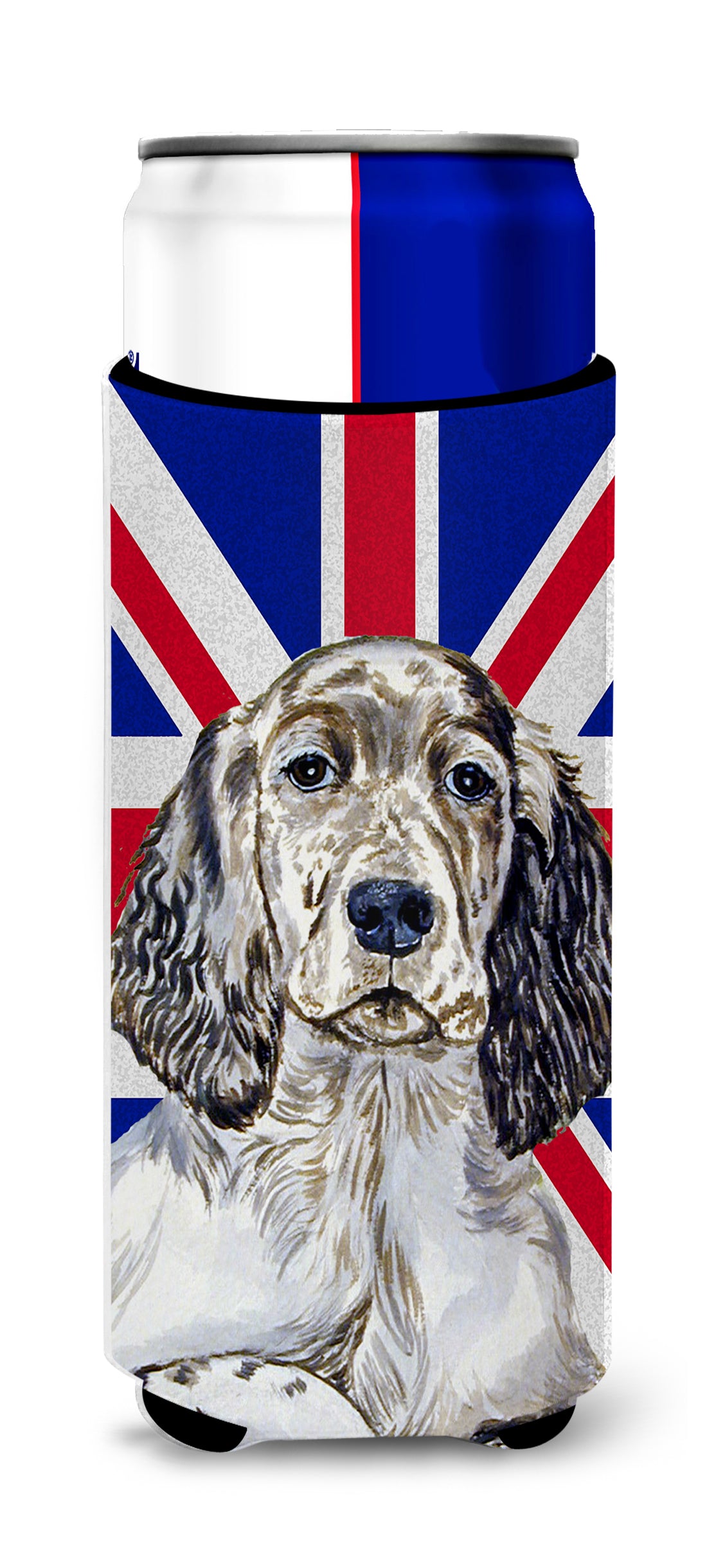 English Setter with English Union Jack British Flag Ultra Beverage Insulators for slim cans LH9474MUK.