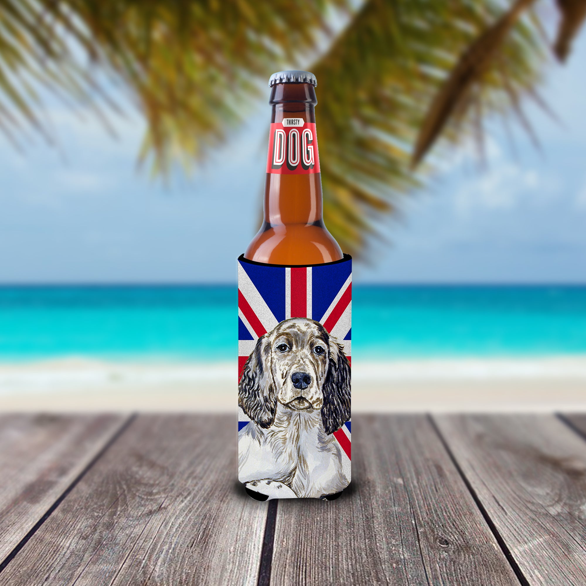 English Setter with English Union Jack British Flag Ultra Beverage Insulators for slim cans LH9474MUK.