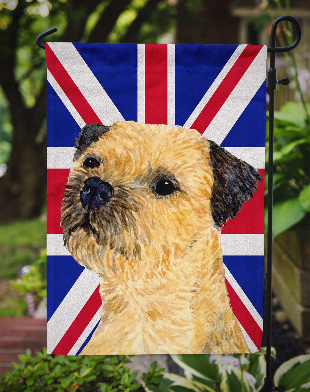 Border Terrier with English Union Jack British Flag Flag Garden Size