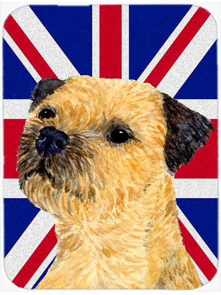 Border Terrier with English Union Jack British Flag Glass Cutting Board Large Size LH9475LCB by Caroline's Treasures