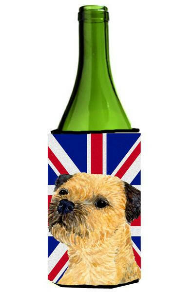 Border Terrier with English Union Jack British Flag Wine Bottle Beverage Insulator Hugger LH9475LITERK by Caroline's Treasures