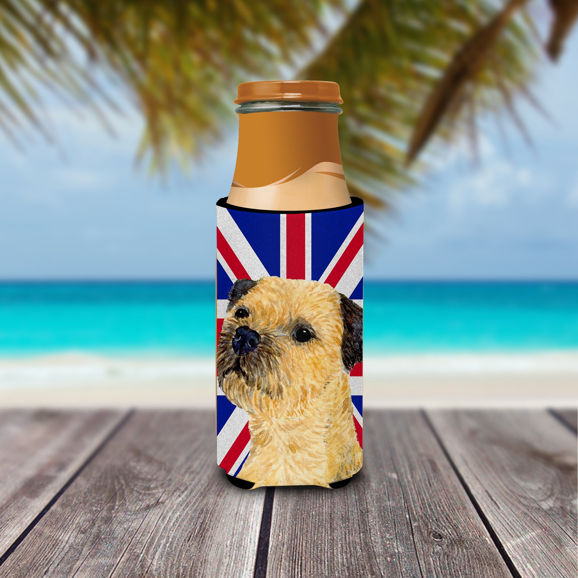 Border Terrier with English Union Jack British Flag Ultra Beverage Insulators for slim cans LH9475MUK.