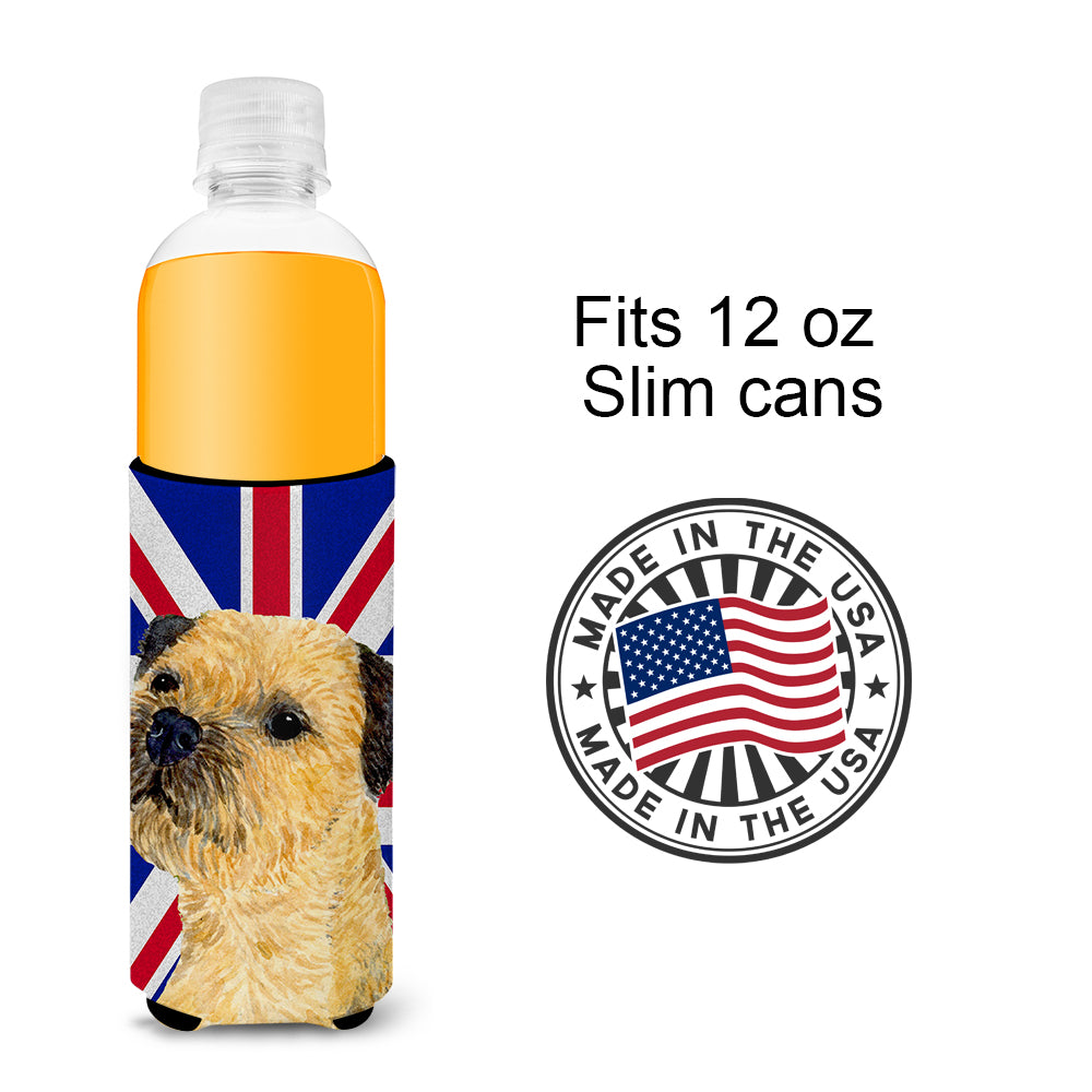 Border Terrier with English Union Jack British Flag Ultra Beverage Insulators for slim cans LH9475MUK.