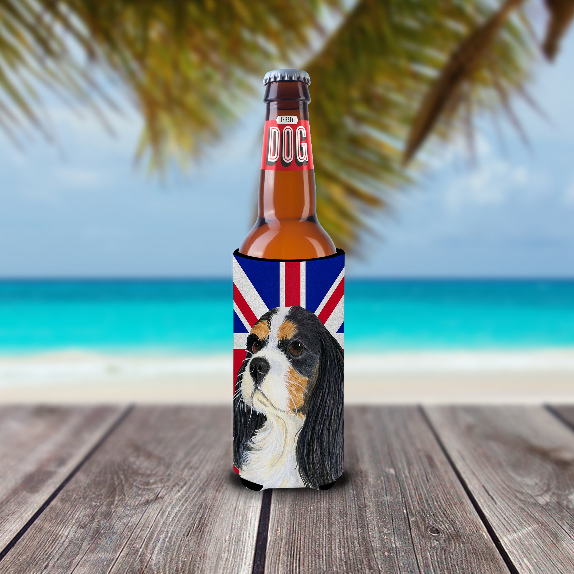 Cavalier Spaniel with English Union Jack British Flag Ultra Beverage Insulators for slim cans LH9476MUK