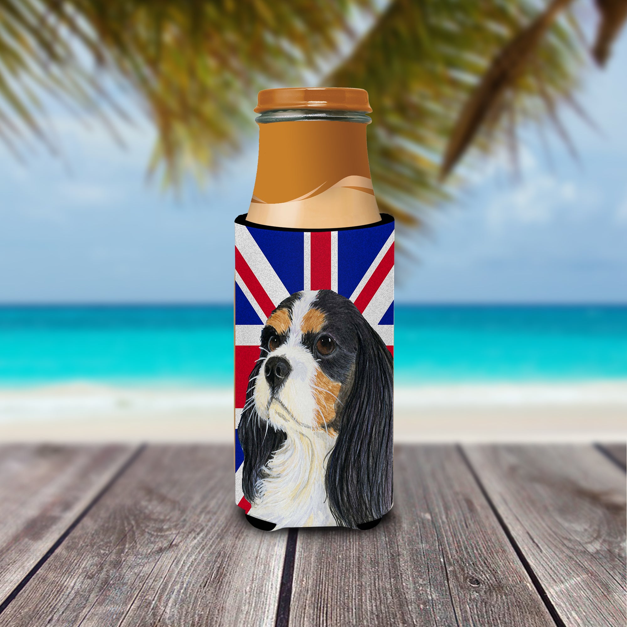 Cavalier Spaniel with English Union Jack British Flag Ultra Beverage Insulators for slim cans LH9476MUK.