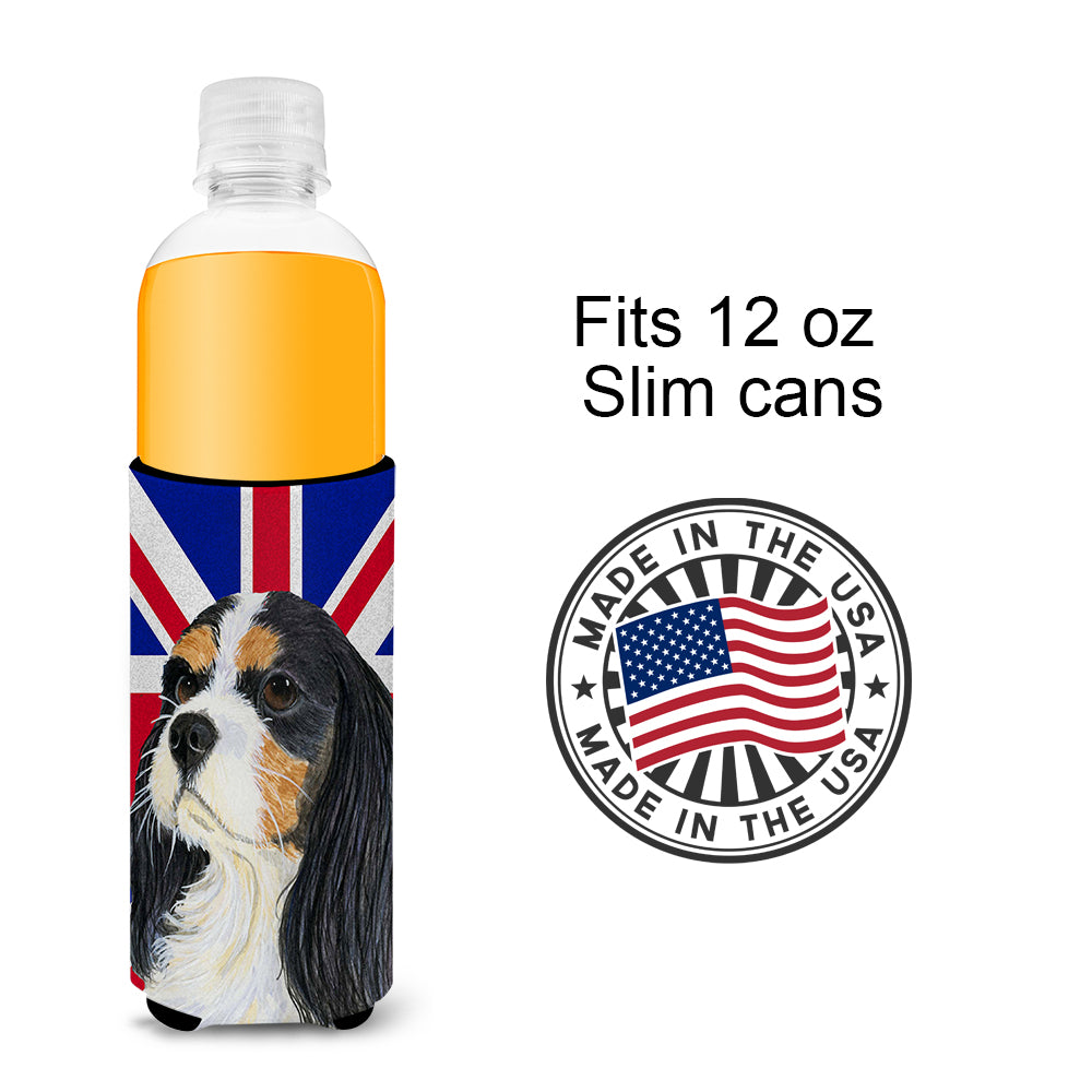 Cavalier Spaniel with English Union Jack British Flag Ultra Beverage Insulators for slim cans LH9476MUK.