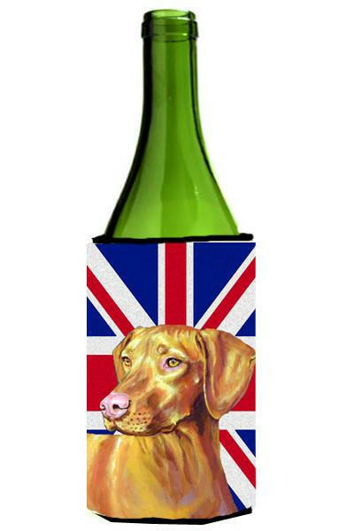 Vizsla with English Union Jack British Flag Wine Bottle Beverage Insulator Hugger LH9477LITERK by Caroline&#39;s Treasures