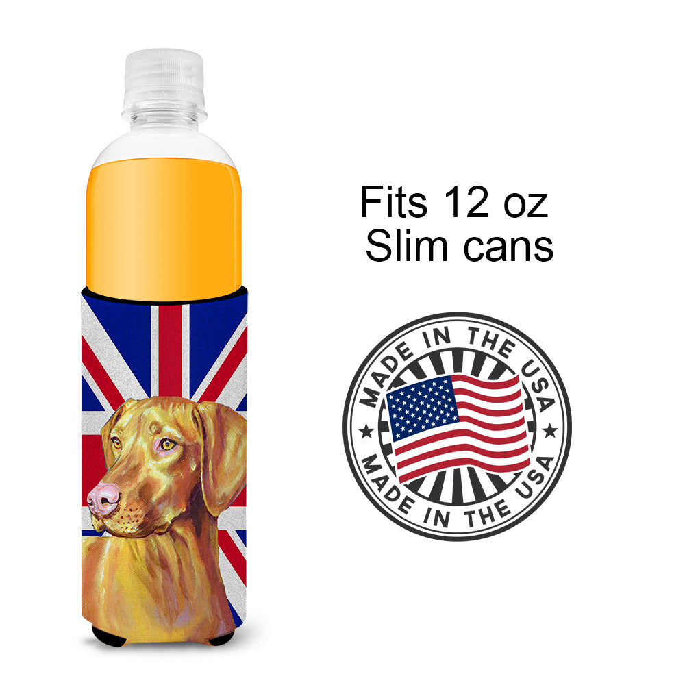 Vizsla with English Union Jack British Flag Ultra Beverage Insulators for slim cans LH9477MUK.