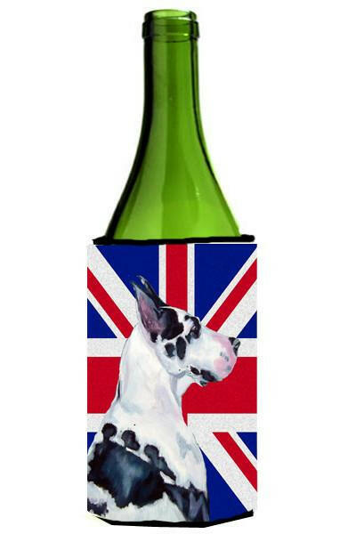 Great Dane with English Union Jack British Flag Wine Bottle Beverage Insulator Hugger LH9478LITERK by Caroline&#39;s Treasures