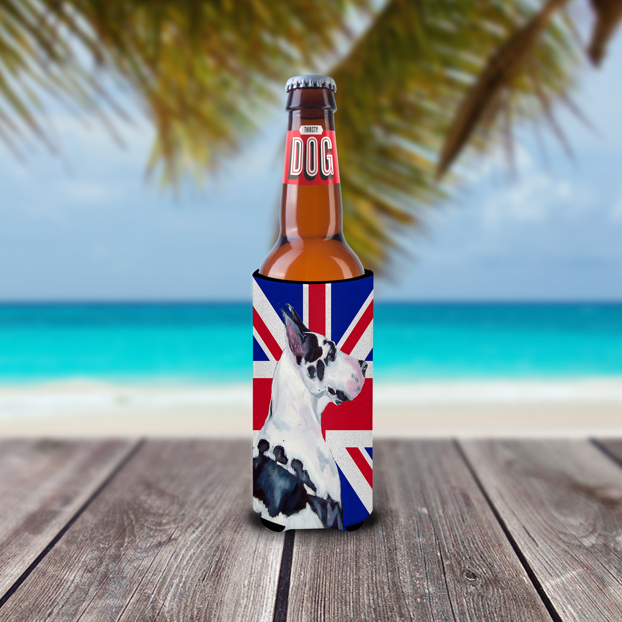 Great Dane with English Union Jack British Flag Ultra Beverage Insulators for slim cans LH9478MUK