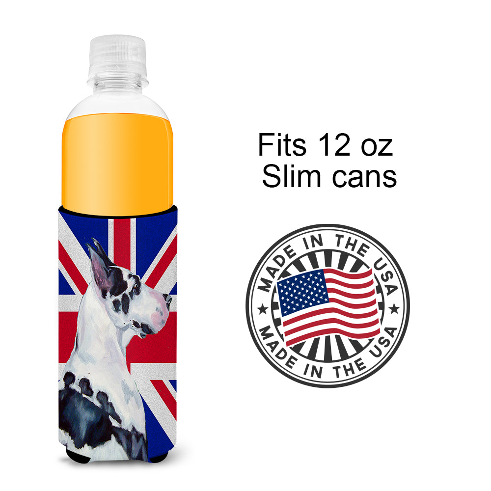 Great Dane with English Union Jack British Flag Ultra Beverage Insulators for slim cans LH9478MUK.