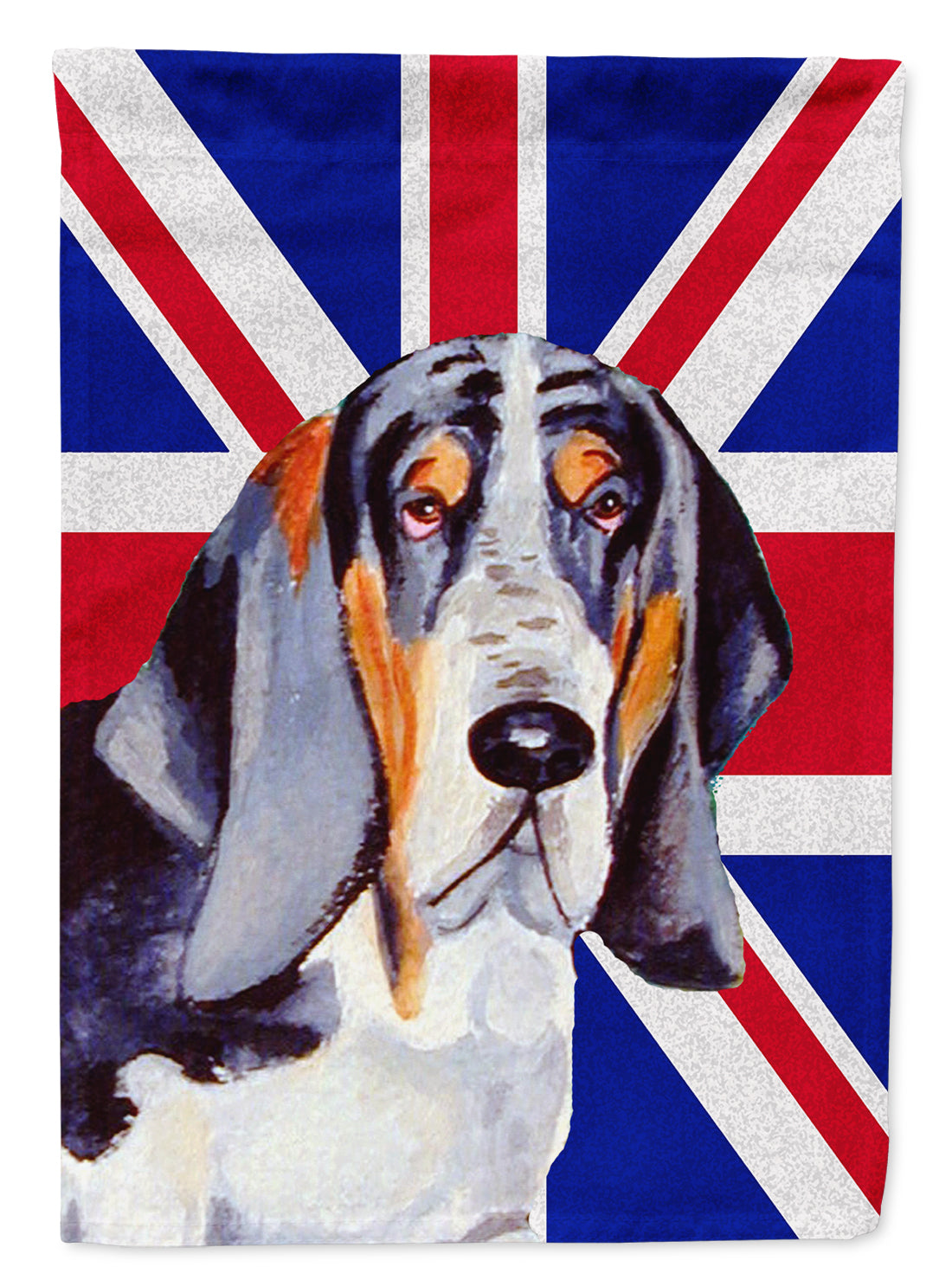 Basset Hound with English Union Jack British Flag Flag Canvas House Size LH9479CHF  the-store.com.