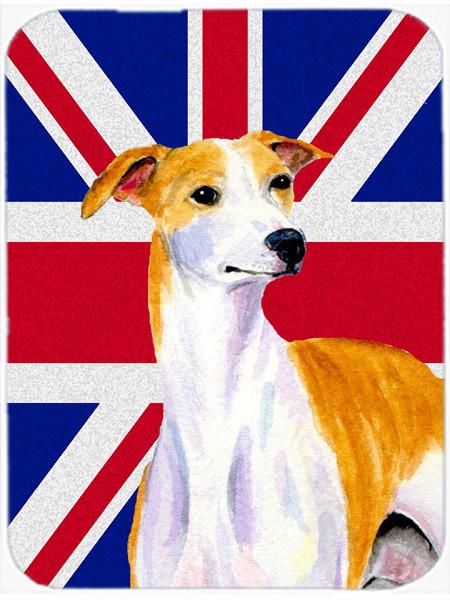 Whippet with English Union Jack British Flag Glass Cutting Board Large Size LH9480LCB by Caroline&#39;s Treasures